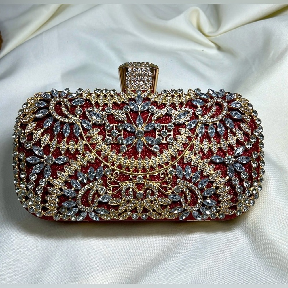 Elegant Red and Gold evening Clutch